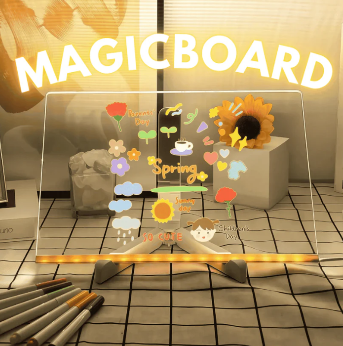 GlowSketch – Light-Up LED Drawing & Note Board with 7 Colour Pens