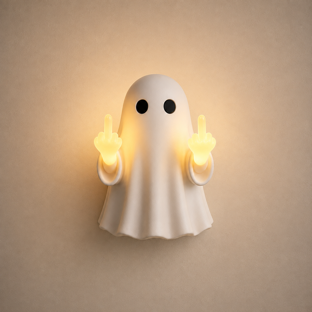 GrudgeGlow – Middle Finger Ghost Wall Night Light