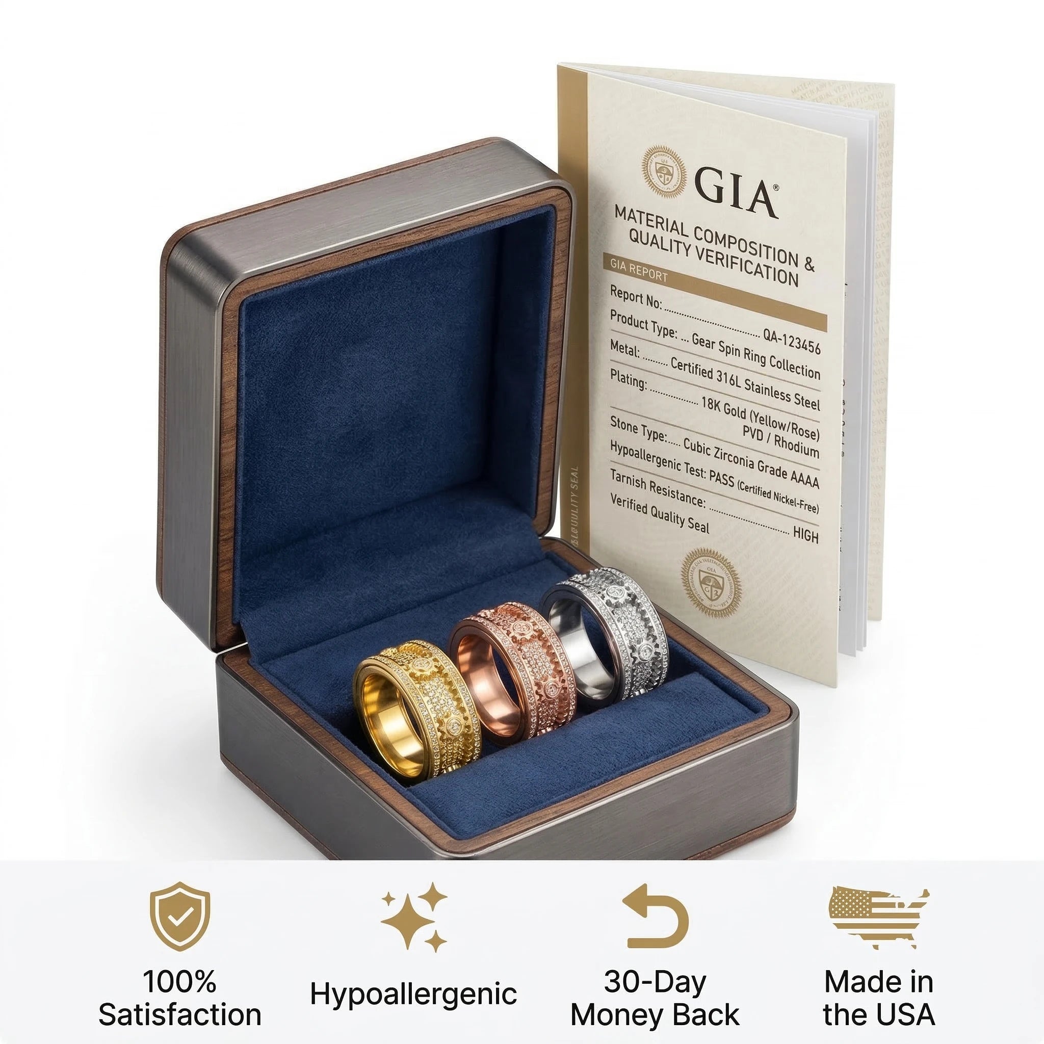 CalmSpin Ring – 18K Gold-Plated Spinner Ring for Everyday Calm