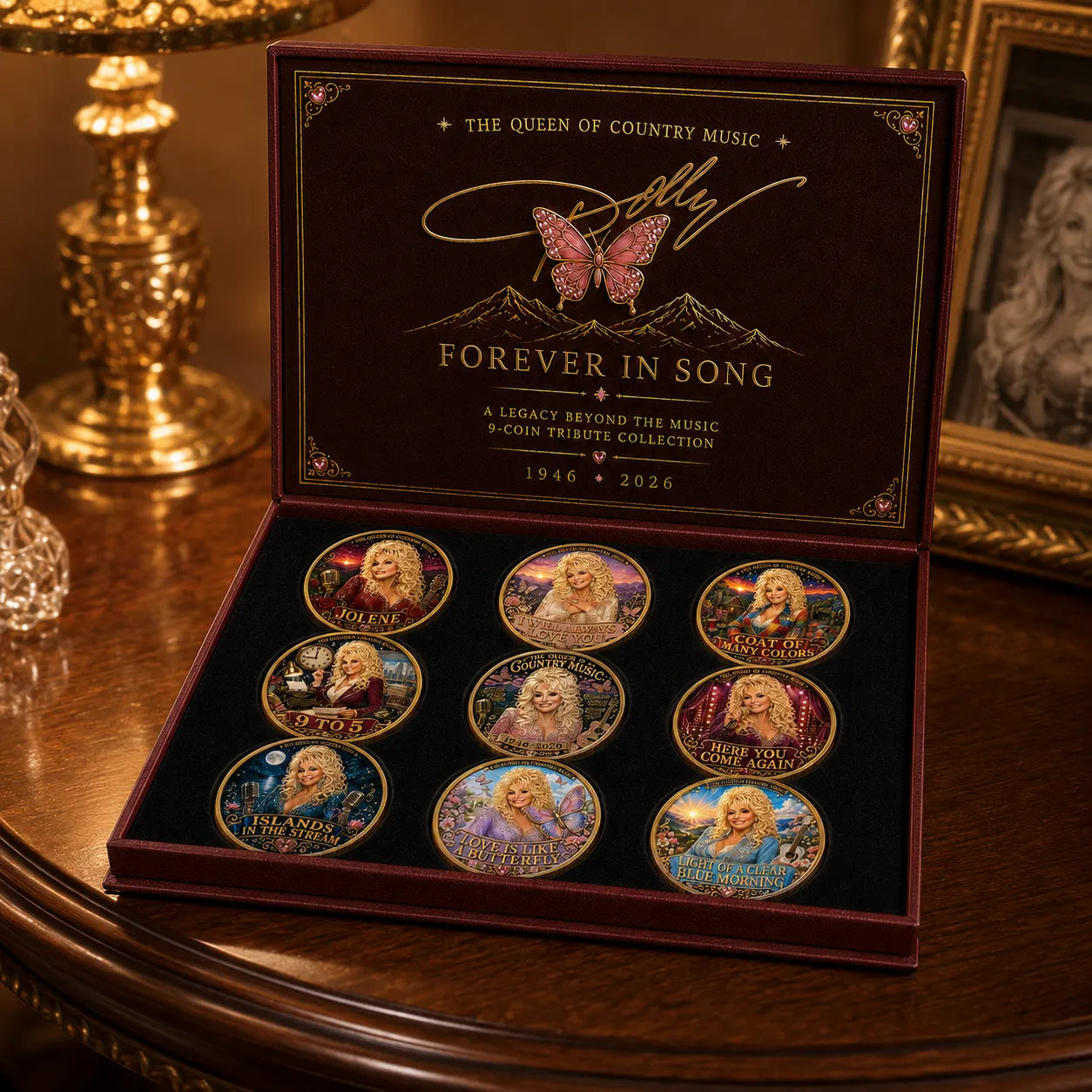 🦋 ForeverInSong – 🎸 Dolly Parton 9-Piece Tribute Coin Collector’s Set