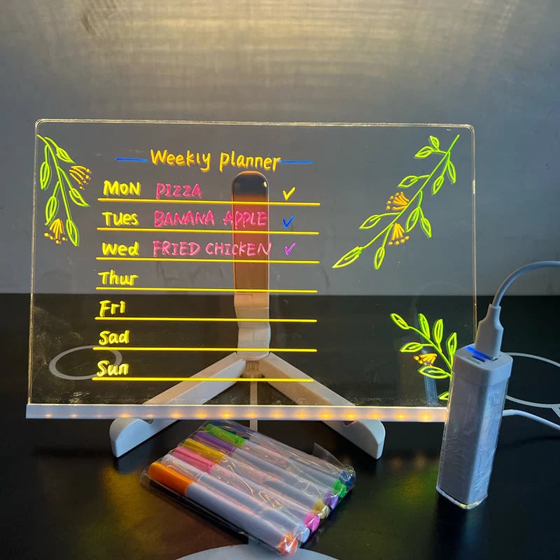 GlowSketch – Light-Up LED Drawing & Note Board with 7 Colour Pens