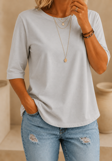 CalveraComfort – Women's Essential Round-Neck Cotton Tee