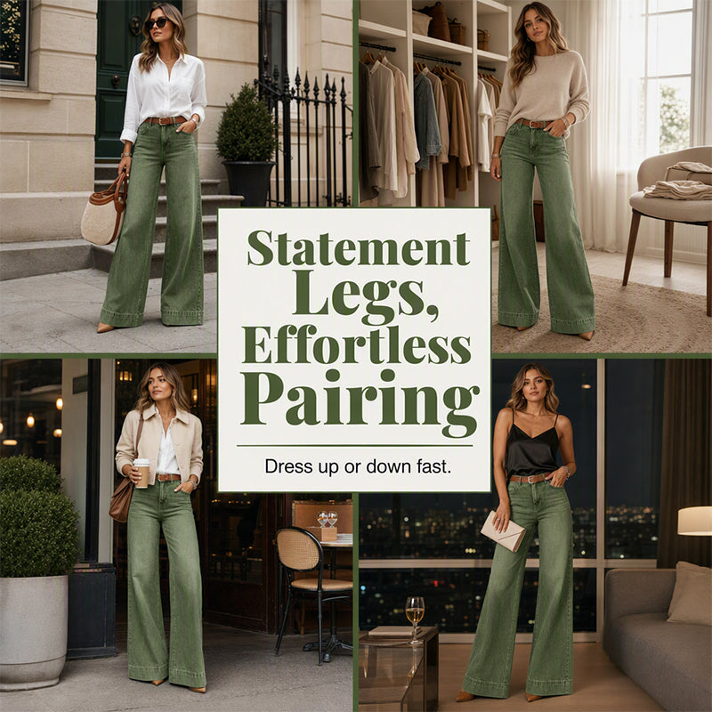 StrideLine – 👖 Women's Vintage High-Waisted Wide-Leg Jeans