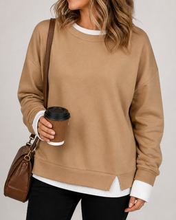 LayerEase – Women’s Faux Two-Piece Crewneck Sweatshirt