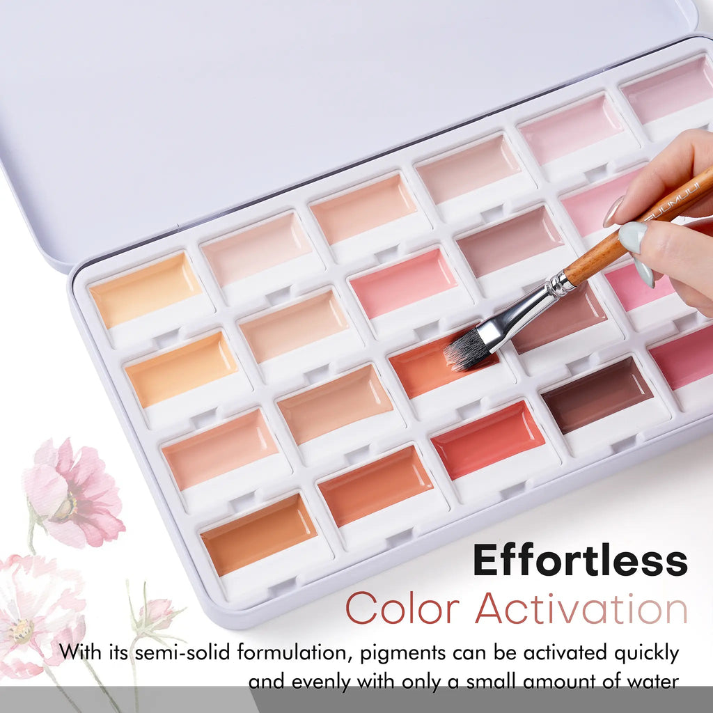 TerraMuse – 24-Color Opaque Watercolor Set in Warm Terracotta