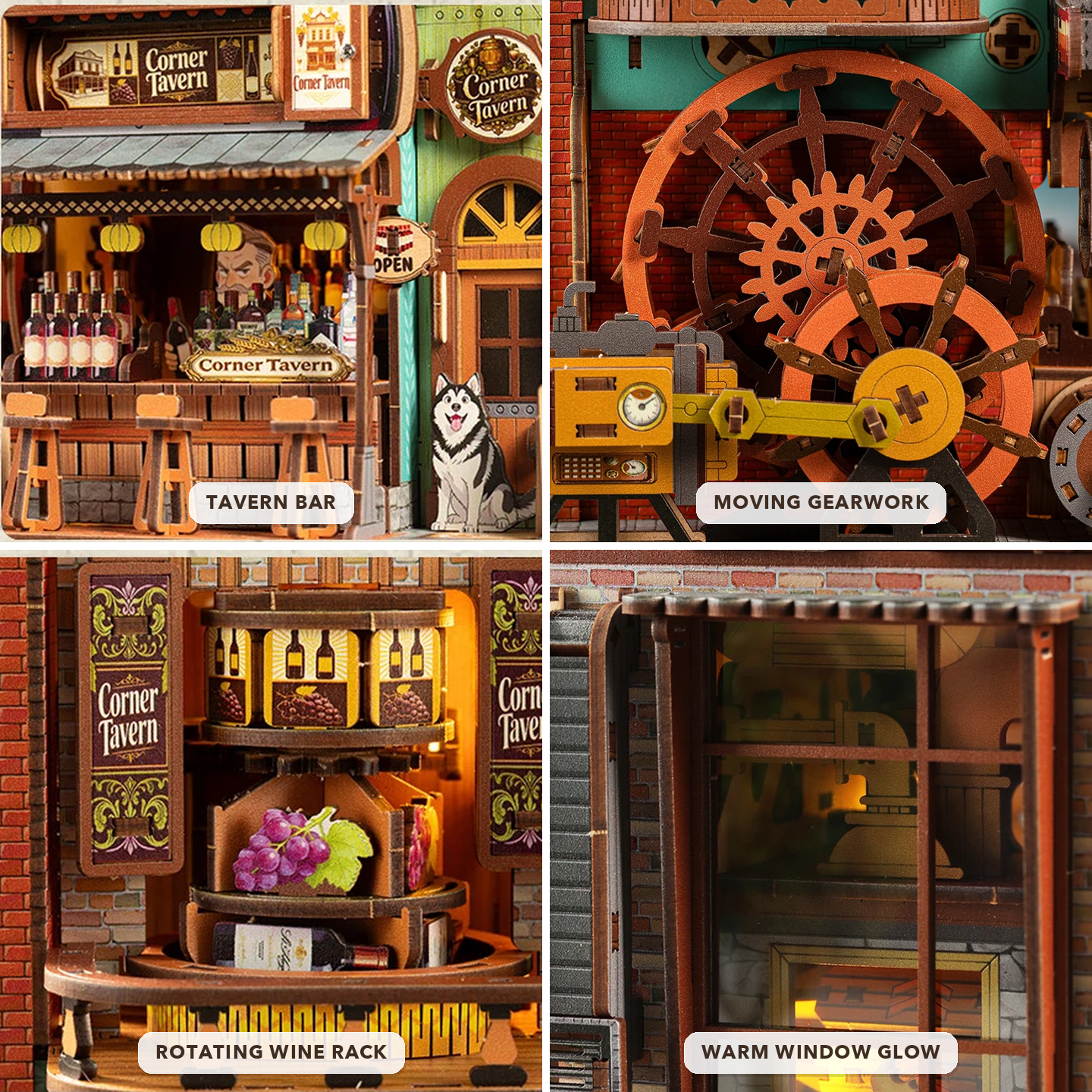 TavernTwist – Corner Tavern DIY Mechanical Wooden Model Kit
