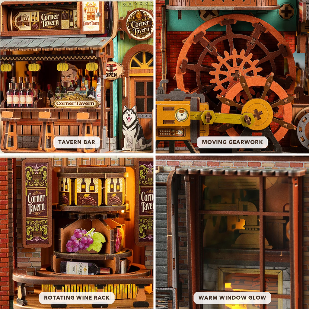 TavernTwist – Corner Tavern DIY Mechanical Wooden Model Kit