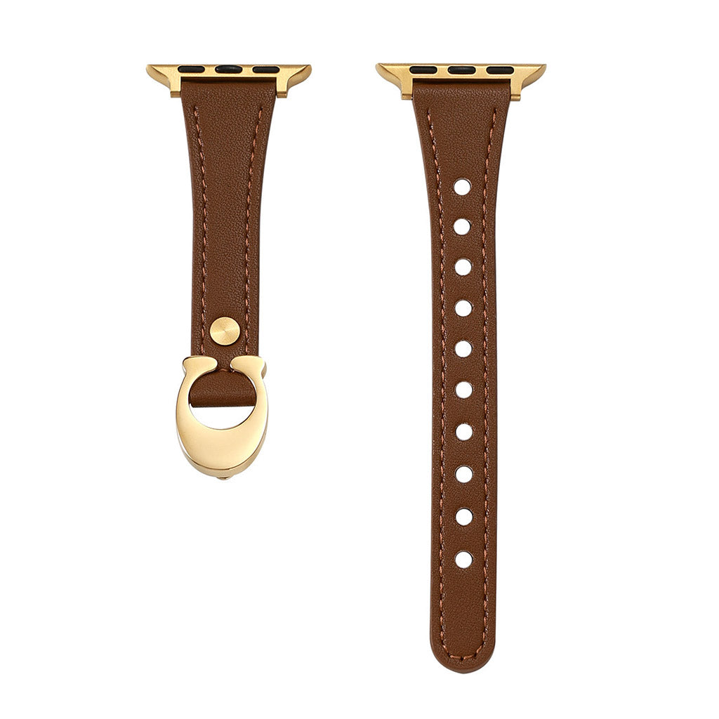 CharmCurve – Slim Genuine Leather Apple Watch Strap with Metal Charm