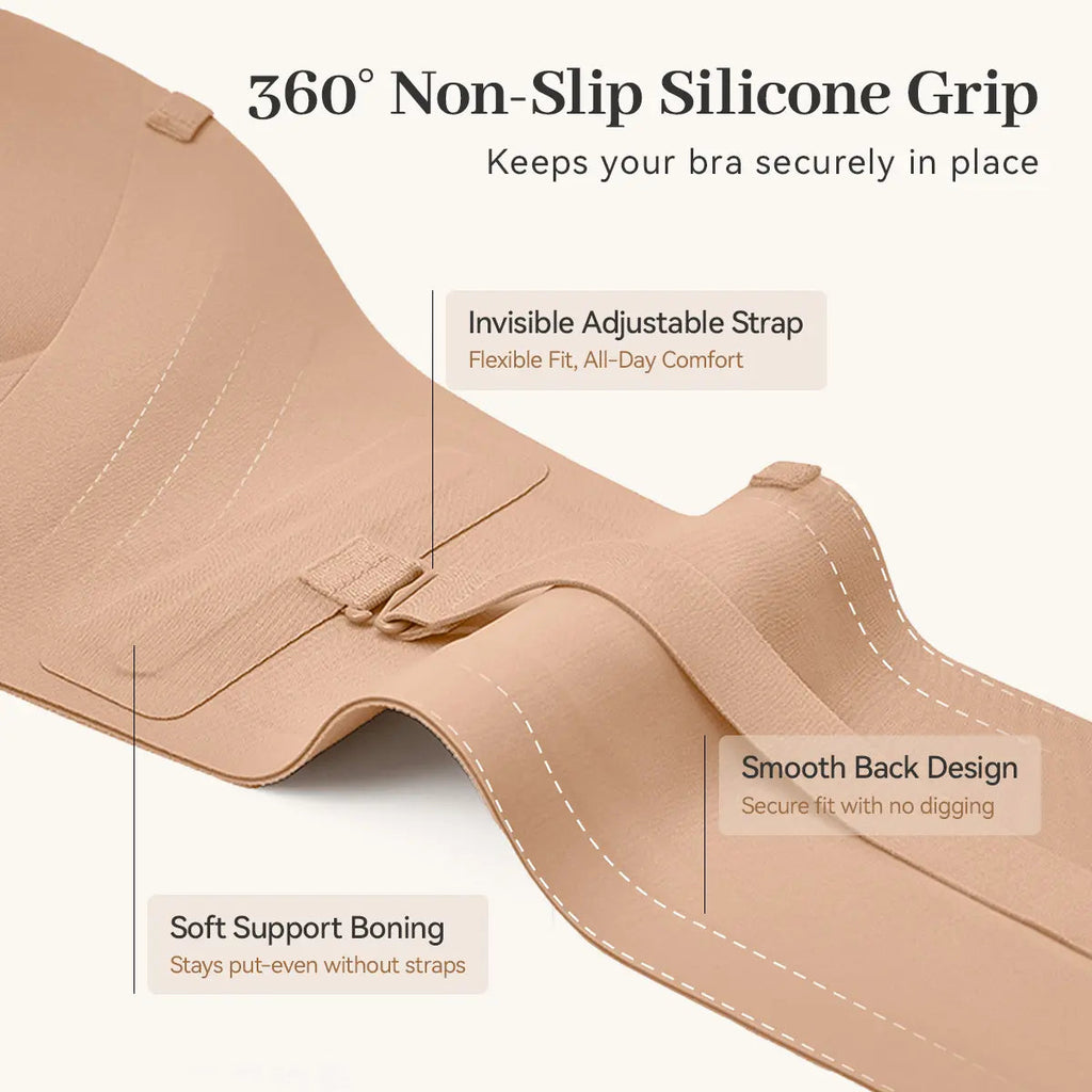 LiftLock – 🎒✨ Strapless Push-Up Bra with Front Closure, Padded Lift & Non-Slip Support 💕