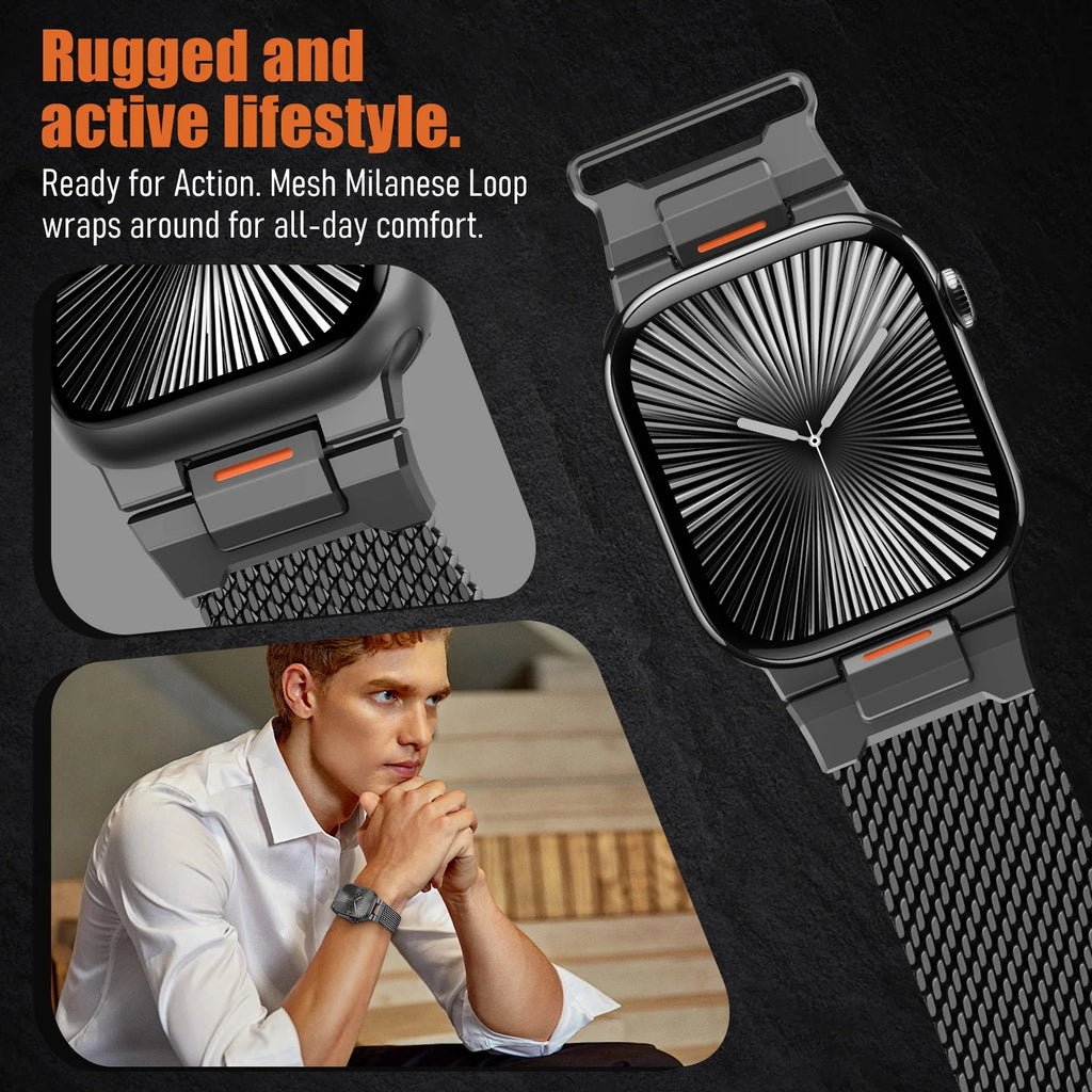 MechaMesh – Magnetic Milanese Loop Band for Apple Watch