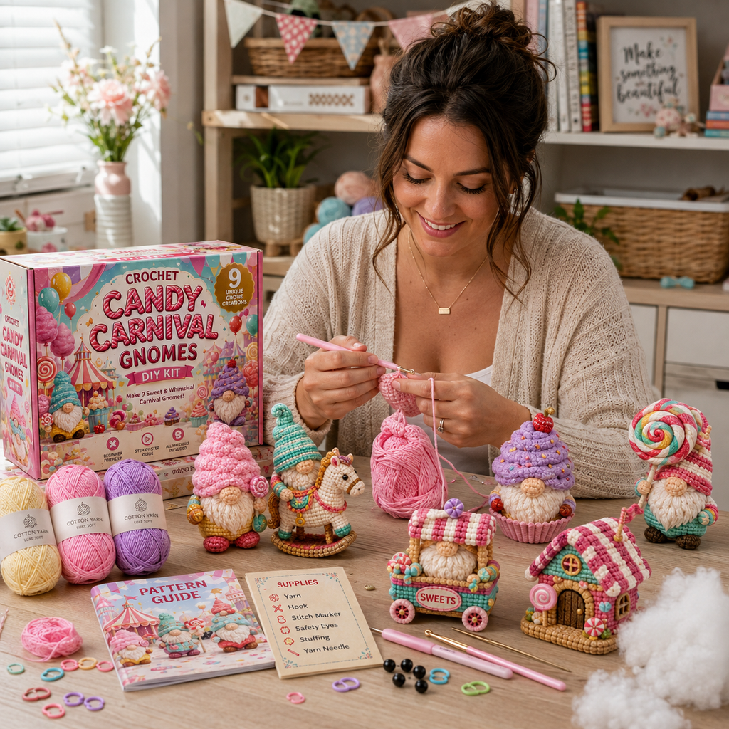 🧶 GnomeWonder – 9-Piece Fantasy Crochet DIY Kit