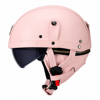 AviatorRide – Vintage PU Leather DOT Motorcycle Half Helmet with Goggles