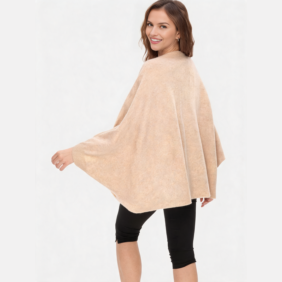 CozyDrape – 100% Merino Wool Wrap with Built-In Sleeve Openings