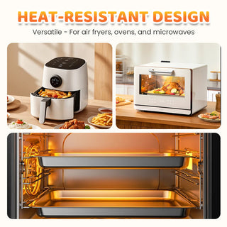 🔥 CrispNest – 6-Piece Non-Stick Silicone Air Fryer Baking Tray Set