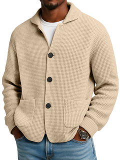 WaffleEase – Men’s Textured Knit Cardigan Jacket