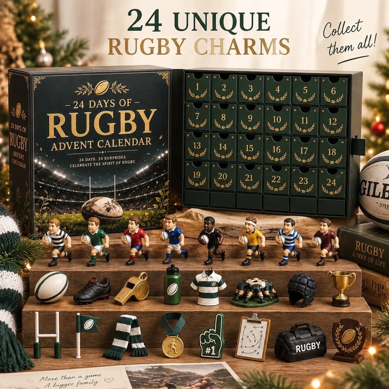 ScrumCount – 🏉 Rugby Advent Calendar with 24 Unique Acrylic Charms