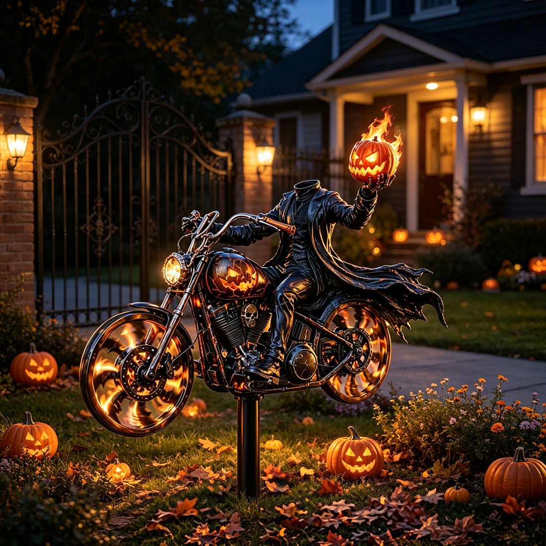 SpookRider – 🔥 Halloween Motorcycle Windmill Yard Stake 🎃🏍️