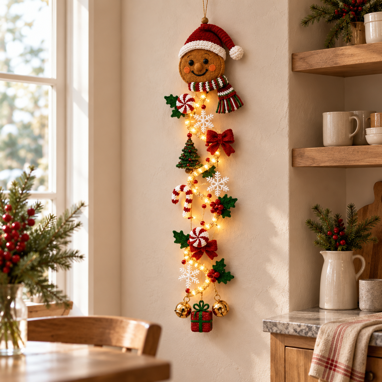 YuleGlow – 🎄 Glowing Christmas Door Hanger with 6 Festive Lighted Designs & Space-Saving Vertical Décor ✨