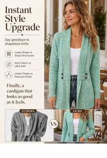 ✨KnitGrace – Women’s Double-Breasted Knit Cardigan 🤍