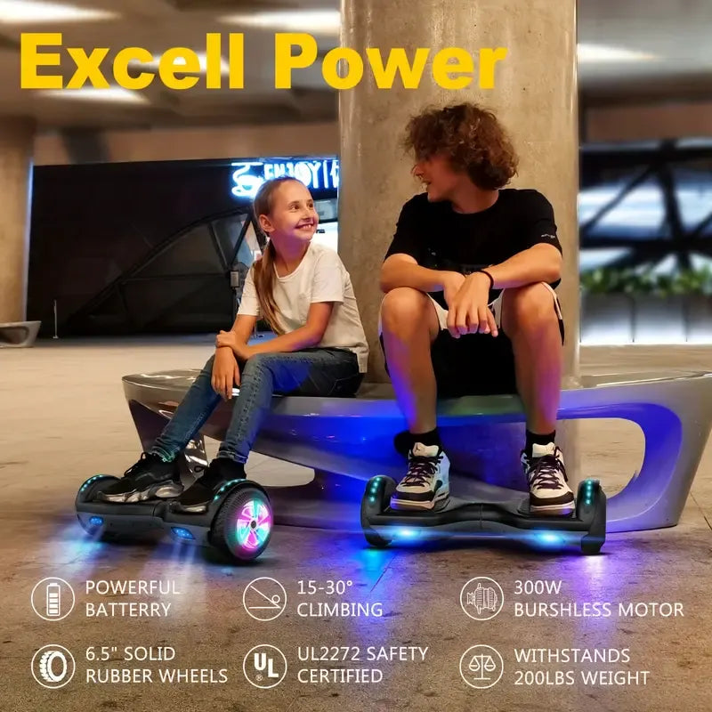 GlowGlide – All-Terrain Self-Balancing Hoverboard with LED Wheels