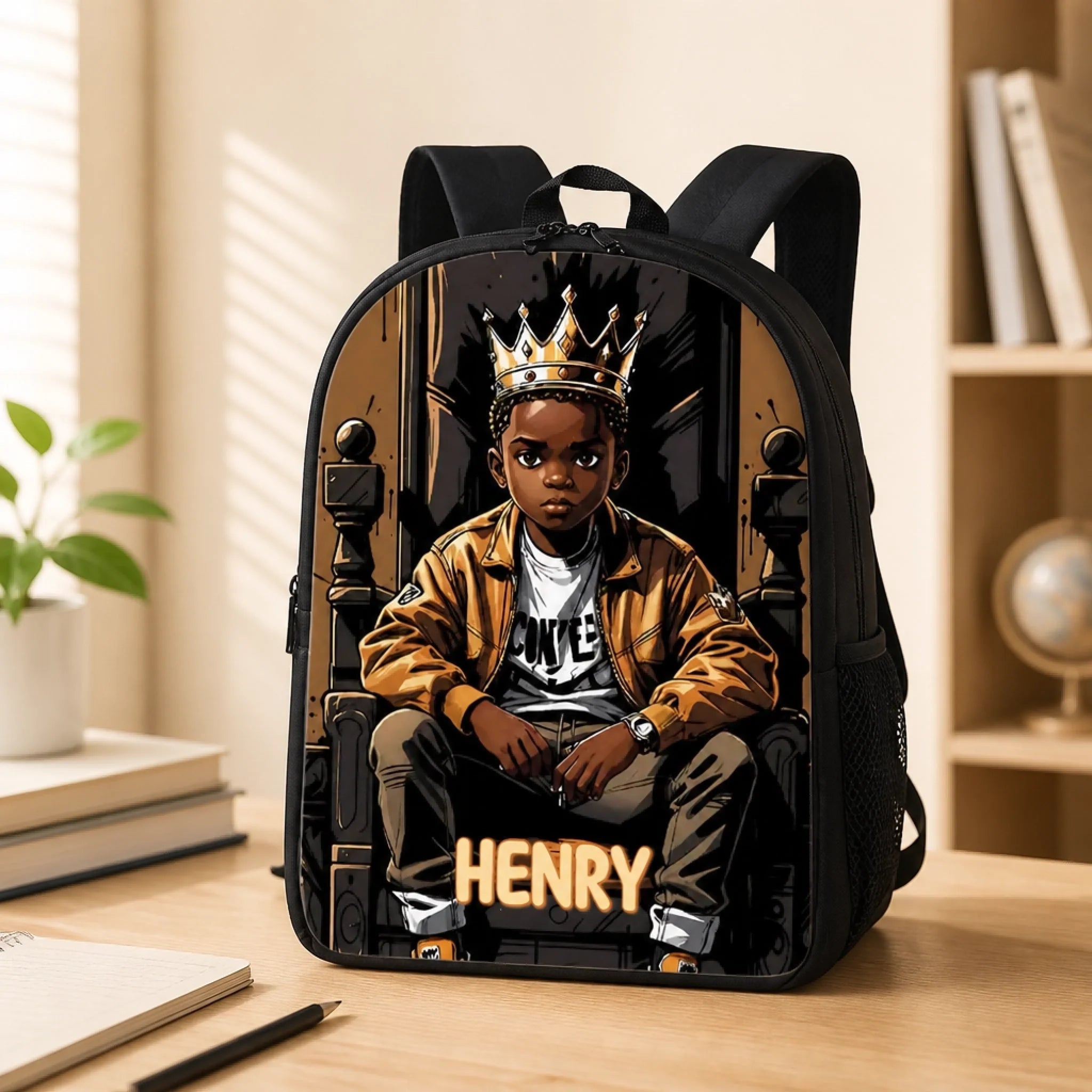 CrownPack – Personalized Afro Art Kids Backpack With Custom Name