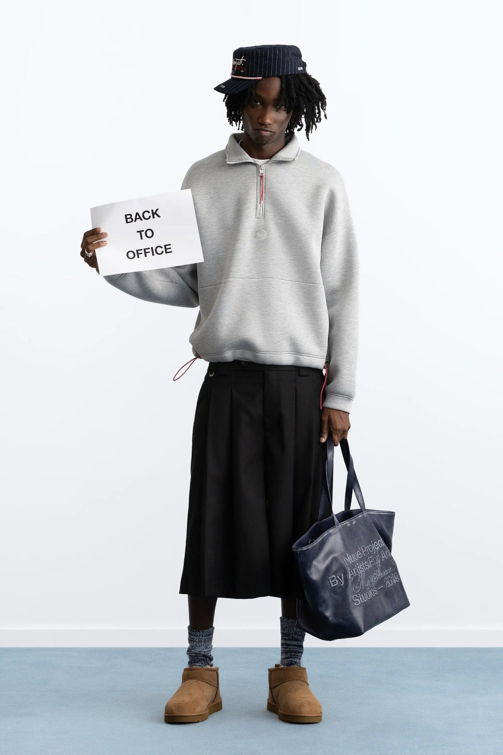 ZipLayer – Grey Quarter-Zip Pullover with Drawcord Hem
