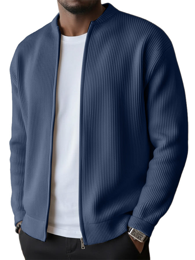UrbanRib – Men's Ribbed Stand-Collar Zip-Up Jacket