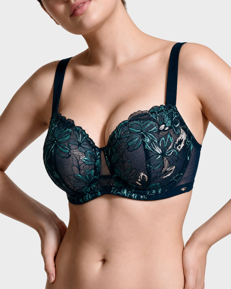 LaceBalance – Floral Lace Plus Size Unlined Minimizer Bra