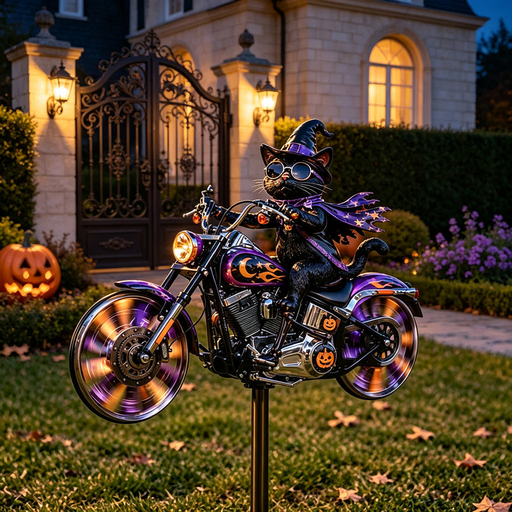 SpookRider – 🔥 Halloween Motorcycle Windmill Yard Stake 🎃🏍️