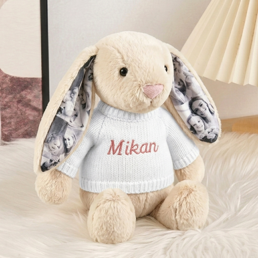 EarMemories – Custom Photo Bunny Plush with Hidden Picture Ears