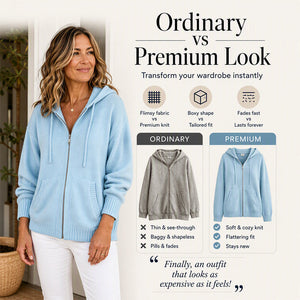 🌸HearthKnit – Women's Loose Hooded Zip-Up Knit Cardigan
