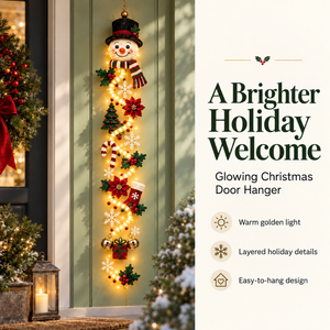 YuleGlow – 🎄 Glowing Christmas Door Hanger with 6 Festive Lighted Designs & Space-Saving Vertical Décor ✨