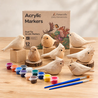 DoodleBirdie – Hand-Carved Wooden Bird & Marker Craft Kit 🦜