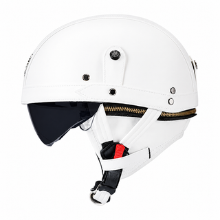 AviatorRide – Vintage PU Leather DOT Motorcycle Half Helmet with Goggles