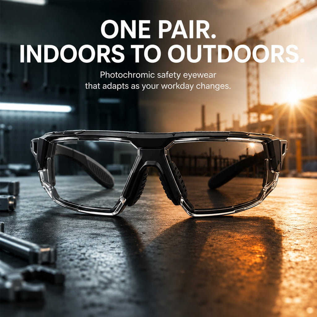 🕶️ ShiftShield – Photochromic Safety Glasses for Indoor & Outdoor Impact Protection