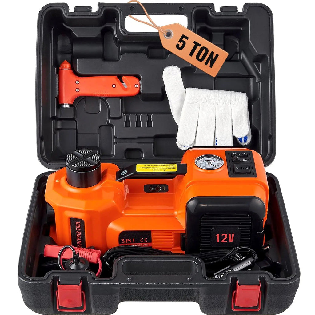 JackVolt – 💯🚗 5 Ton Electric Hydraulic Car Jack Lift with Air Pump
