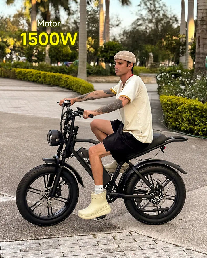TrailThunder – 1500W Full-Suspension Moped-Style Electric Bike with 20" Fat Tires