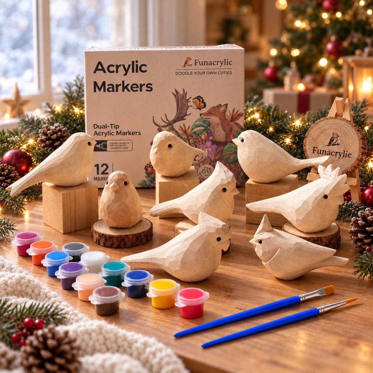 DoodleBirdie – Hand-Carved Wooden Bird & Marker Craft Kit 🦜