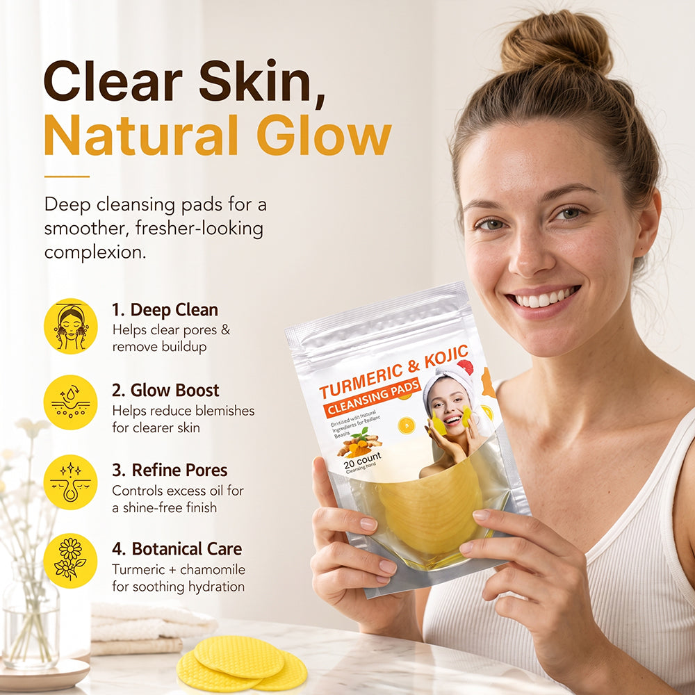 TurmeriGlow – Turmeric & Kojic Acid Cleansing Pads, 20 Pieces🟡