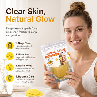 TurmeriGlow – Turmeric & Kojic Acid Cleansing Pads, 20 Pieces🟡