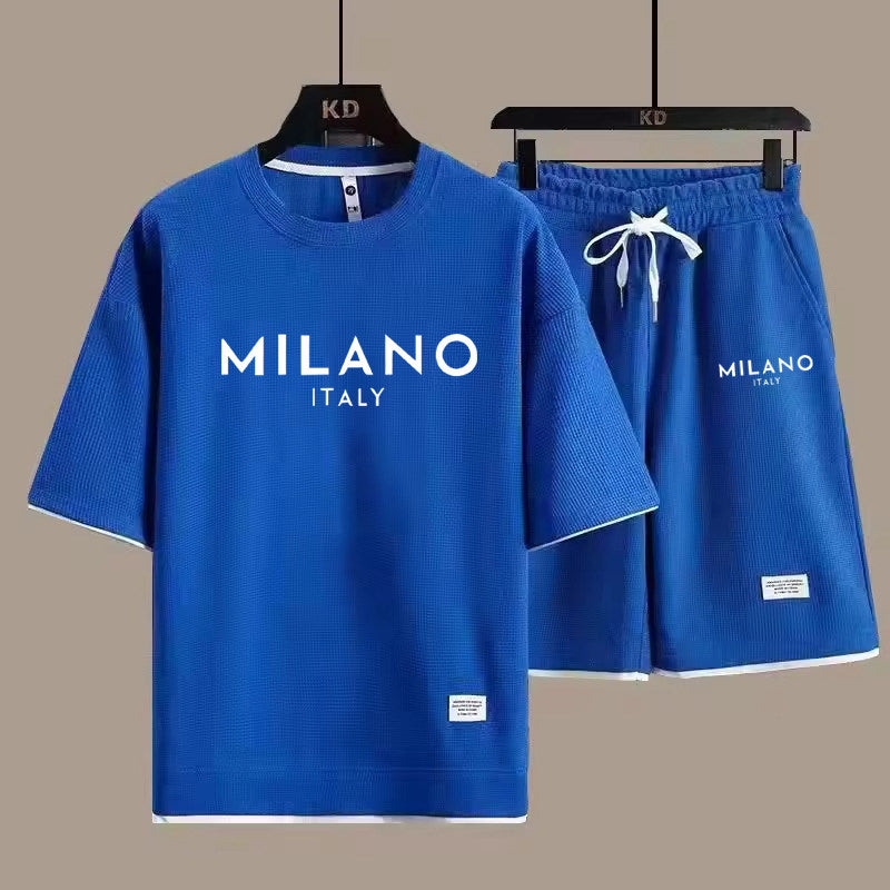 MilanoEase – Men's Printed T-Shirt and Drawstring Shorts Set