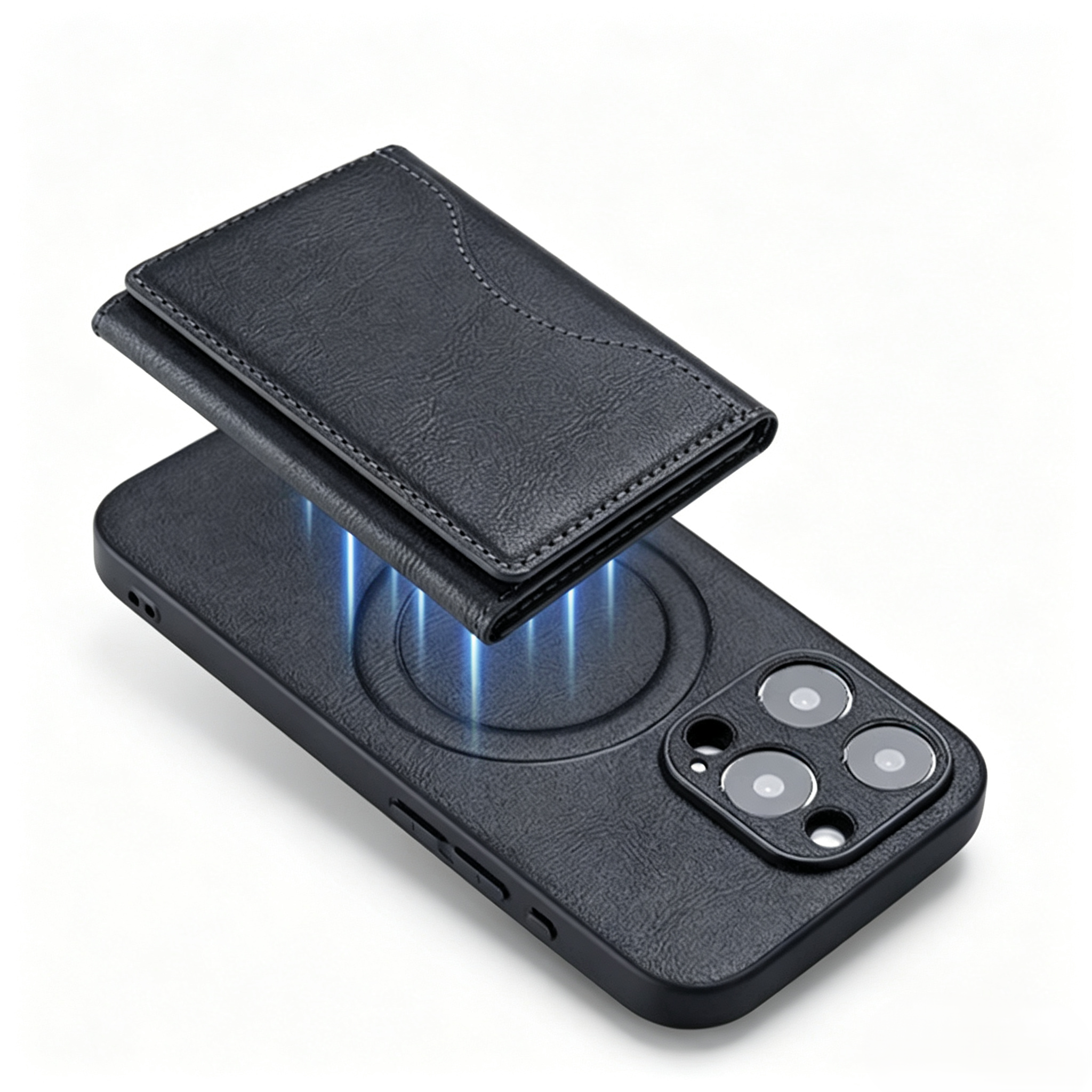 FoldMate – Tri-Fold MagSafe Leather Card Holder & Phone Kickstand