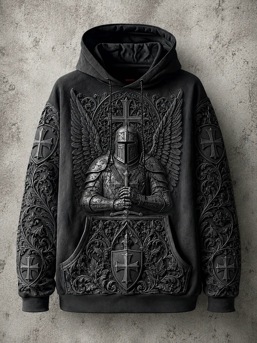 TemplarSpirit – Men’s Vintage Knights Templar Faith-Print Hoodie