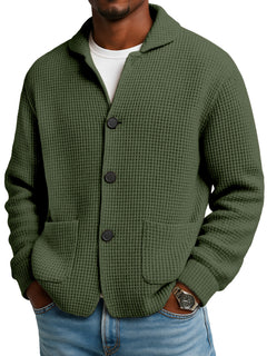 WaffleEase – Men’s Textured Knit Cardigan Jacket