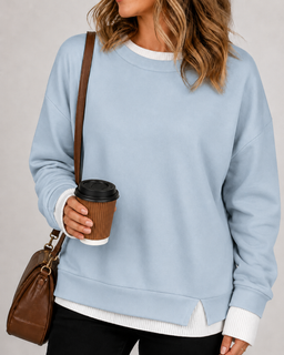 LayerEase – Women’s Faux Two-Piece Crewneck Sweatshirt