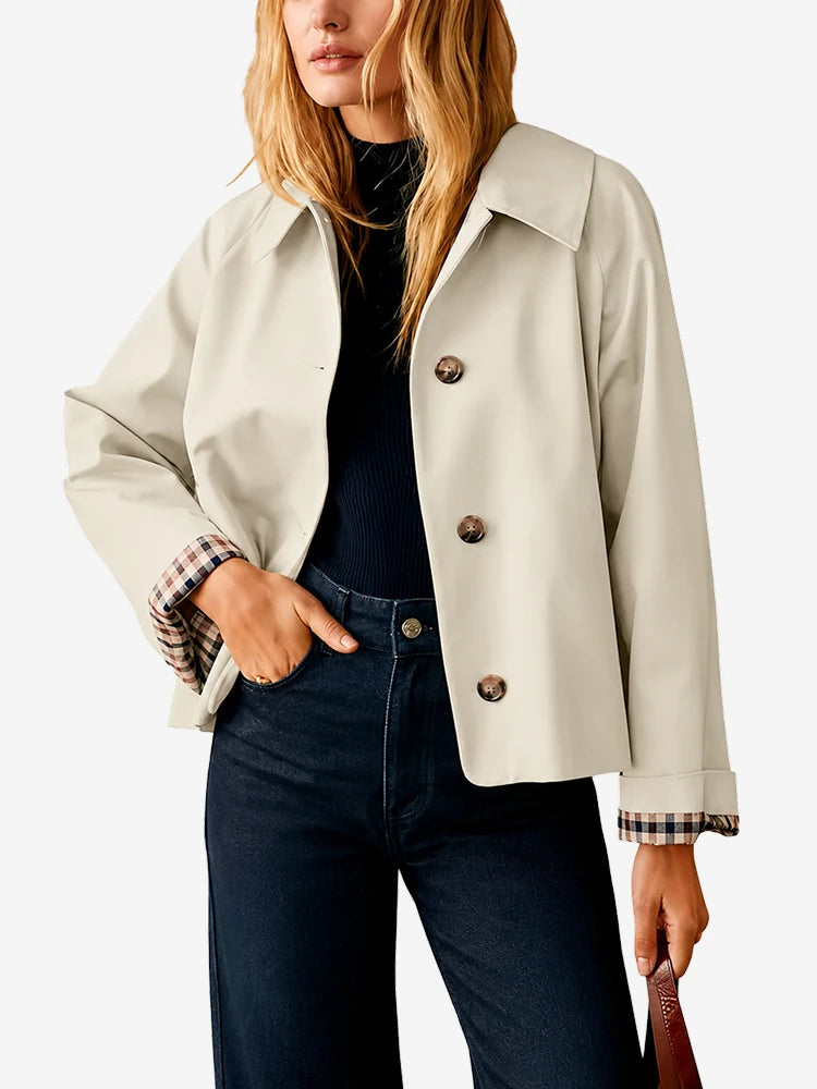 TrenchEase – Classic Cropped Trench Jacket