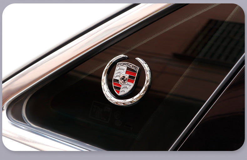 LaurelBadge – 3D Metal Window Emblem Sticker with Chrome Wreath