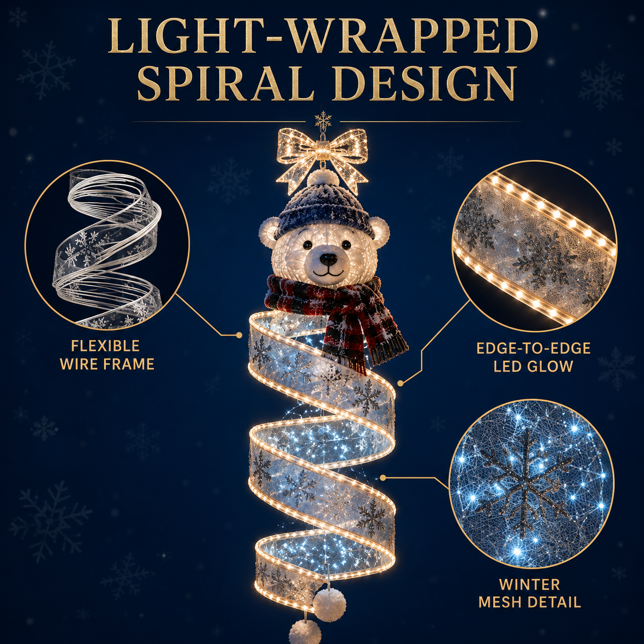 🎄 SpiralGlow – Enchanted Christmas Spiral Hanging Lights for Glowing Holiday Porch Decor