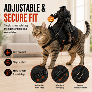 😺HollowRide – Headless Horseman Saddle-Style Pet Costume🎃