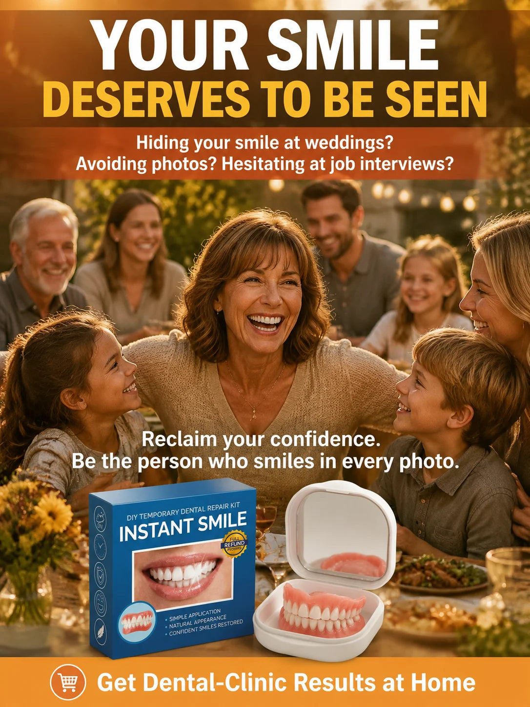 InstantSmile – DIY Temporary Denture Kit with Mirror Storage Case